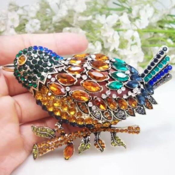 Large Multicolor Bird Brooch - Picture 4 of 8